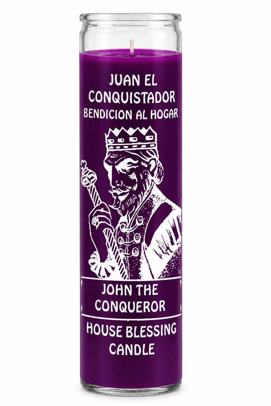 High John the Conqueror Candle — Purple — white studio background