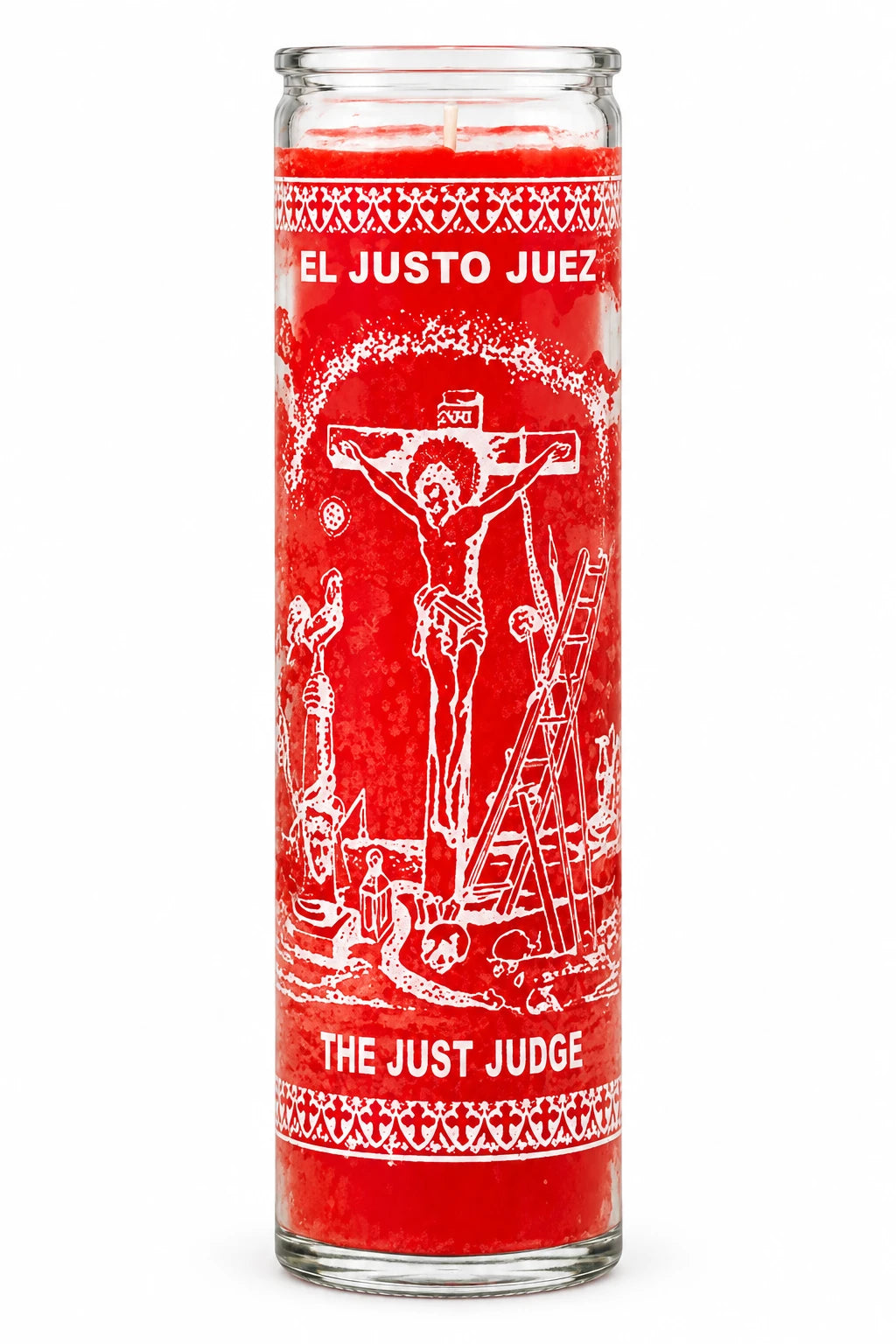 Just Judge 7-Day Candle – Justo Juez Court Case Prayer Candle — Red — white studio background