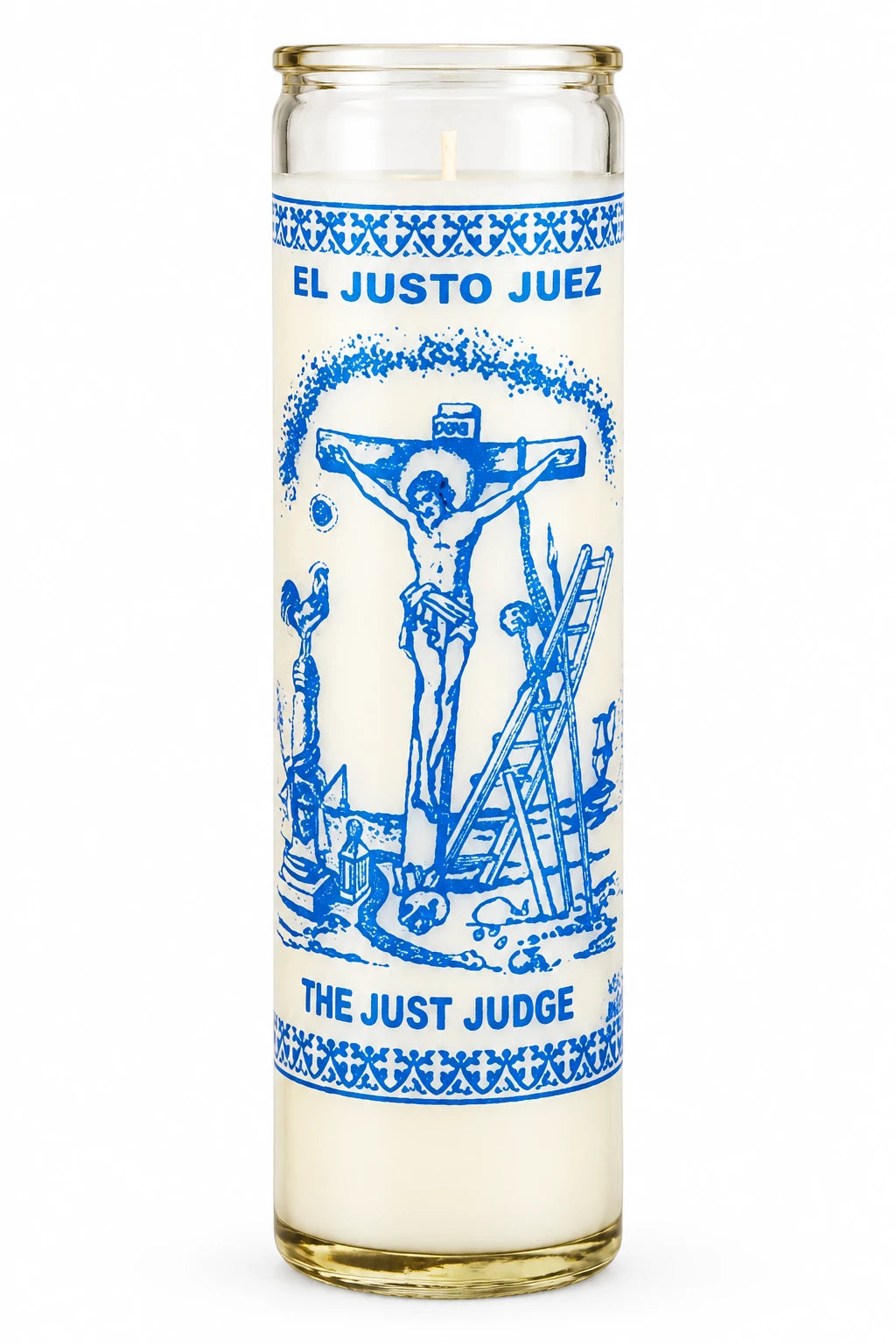 Just Judge 7-Day Candle – Justo Juez Court Case Prayer Candle — White — white studio background