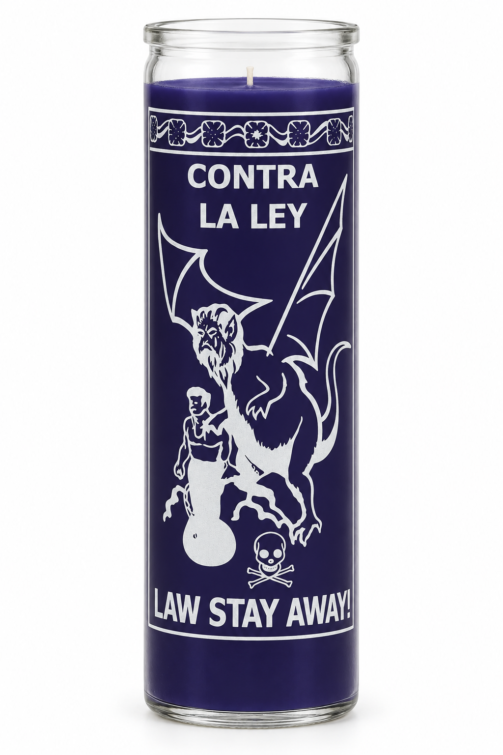 Law Stay Away 7-Day Candle – Hoodoo Spell Candle to Keep the Law Away — white studio background