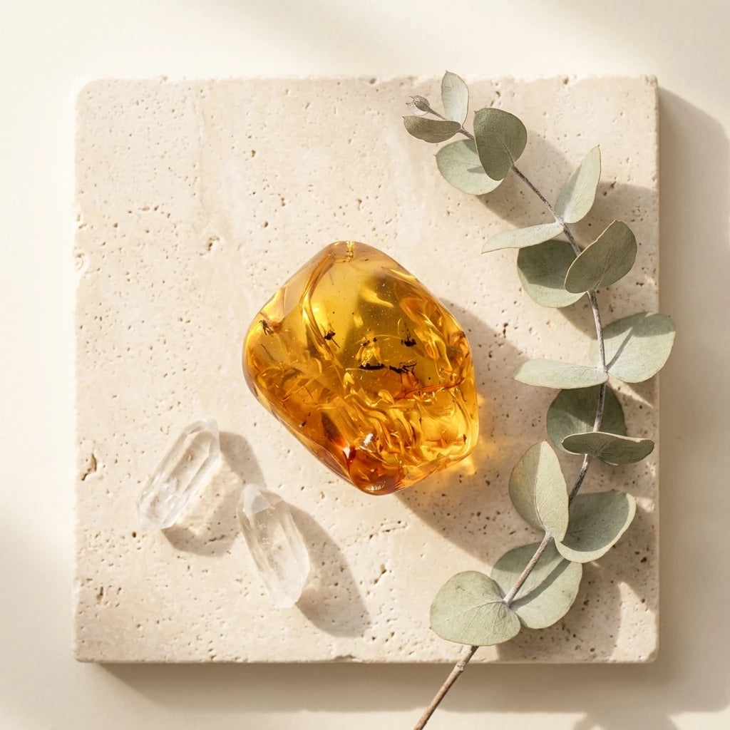Tumbled Gemstone — Spiritual Wellness Flat Lay | Generated by Modelize