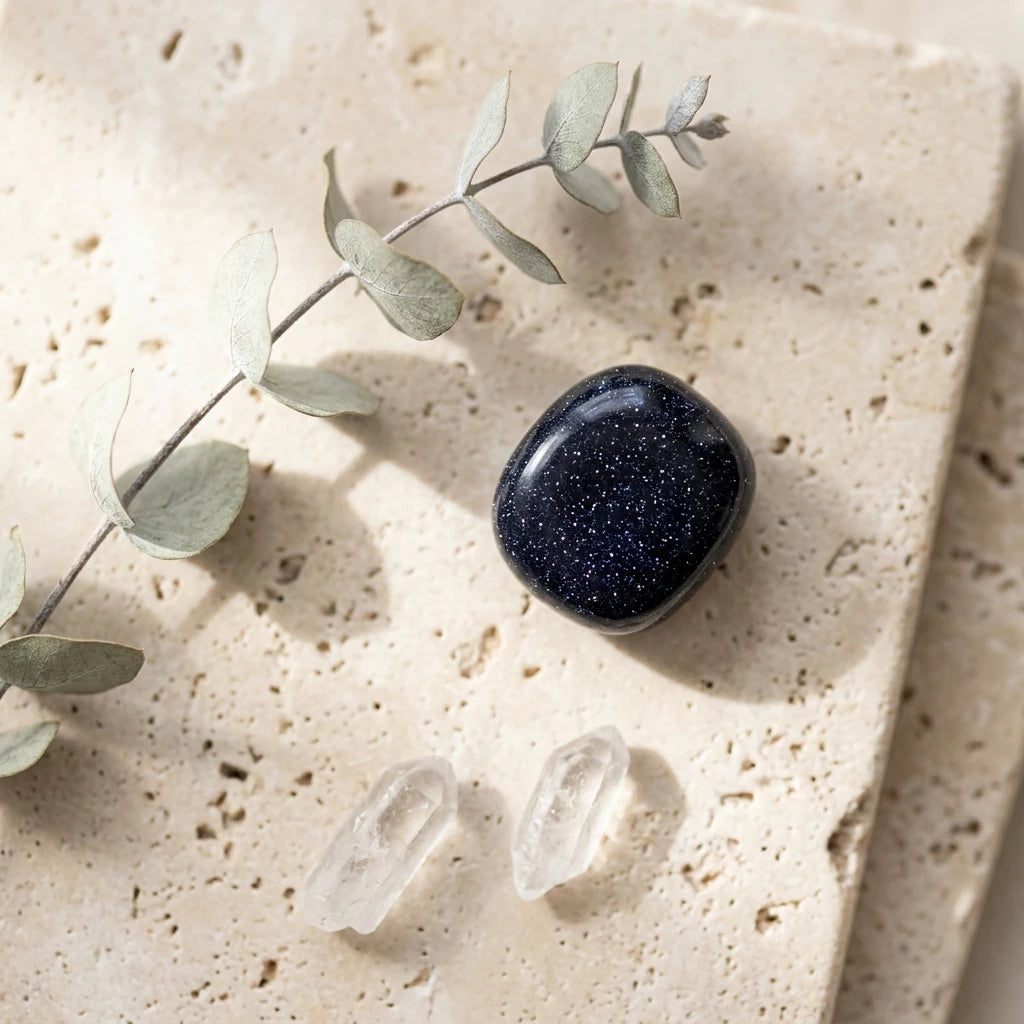 Tumbled stone crystal — Spiritual Wellness Flat Lay | Generated by Modelize