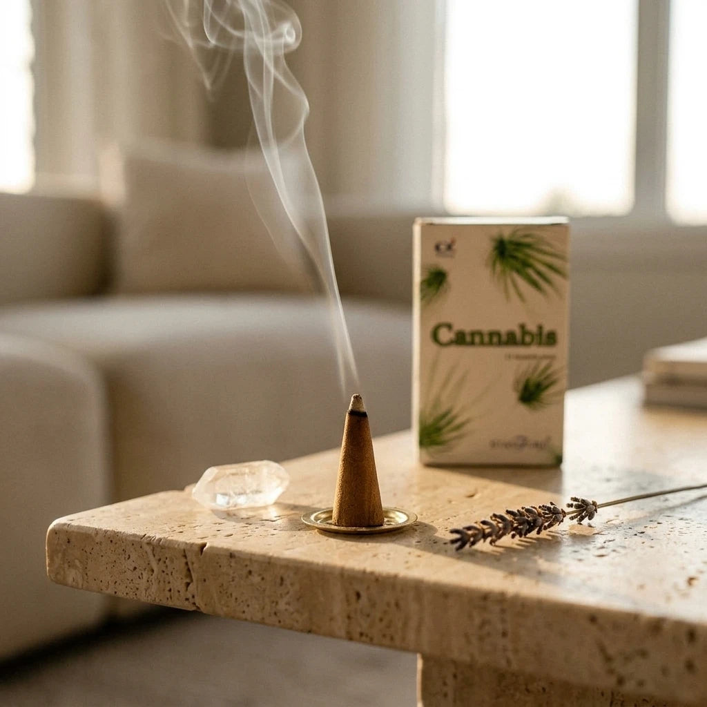 Incense cones with metal holder and packaging — Ritual Lifestyle | Generated by Modelize