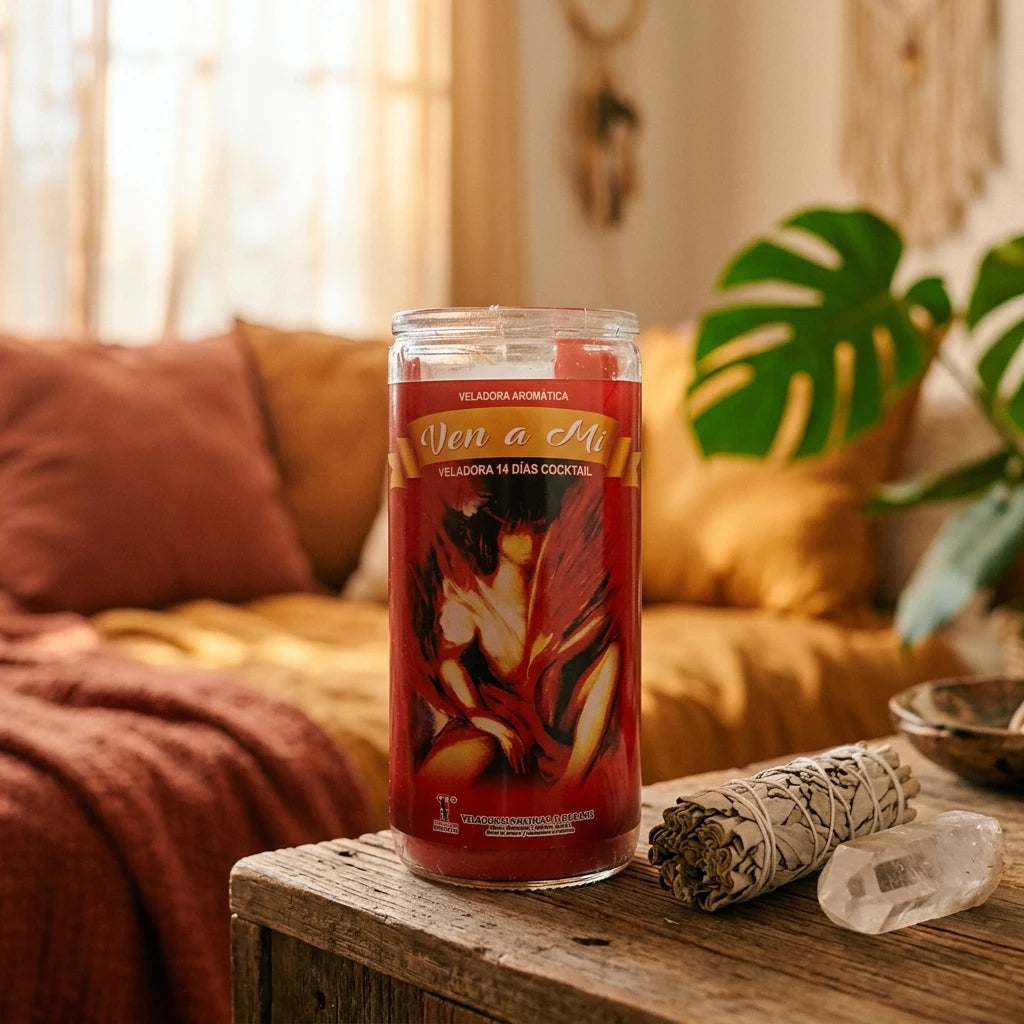 Tall jar candle (veladora) — Spiritual Altar Lifestyle | Generated by Modelize