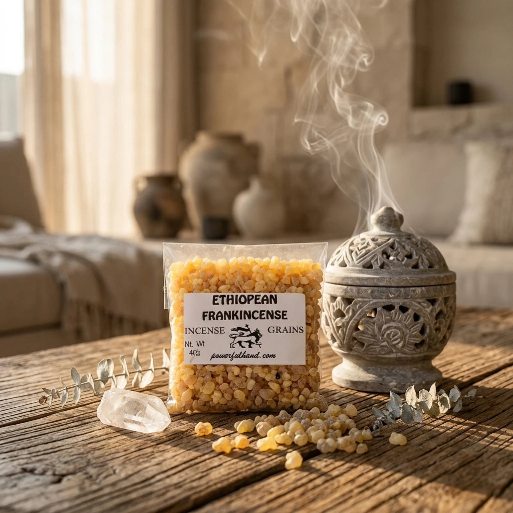 Incense resin grains — Ritual Lifestyle Scene | Generated by Modelize