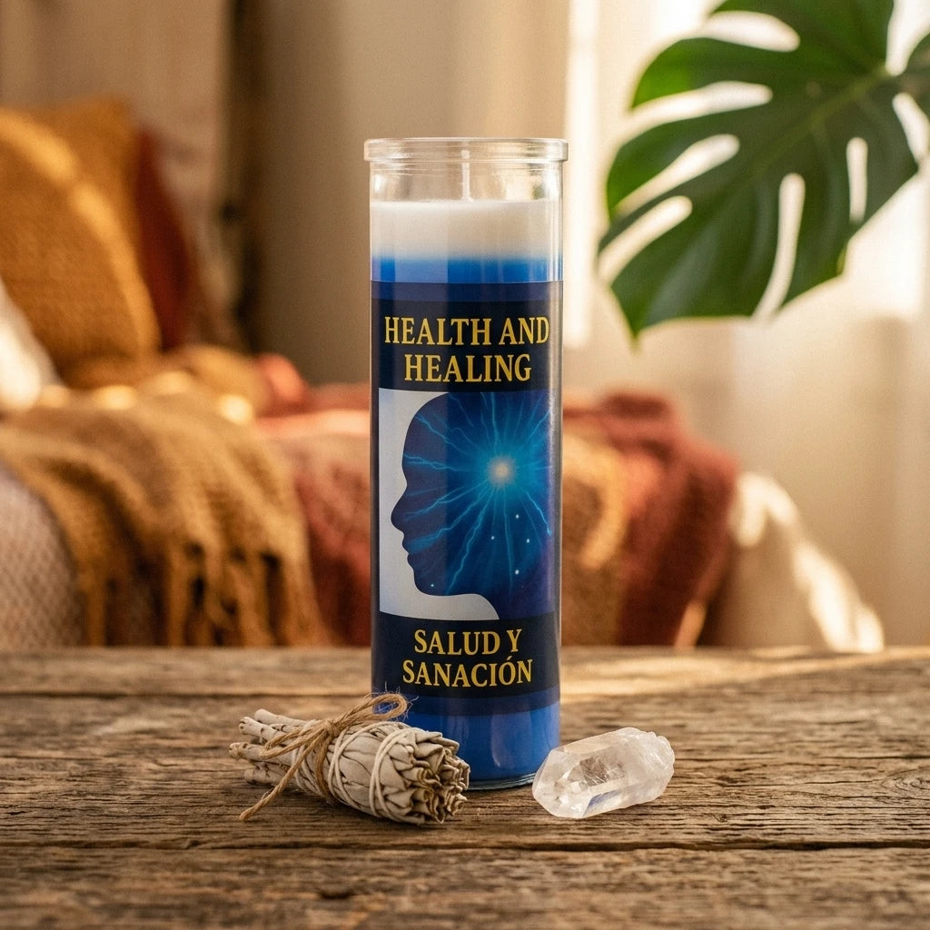 Tall glass jar devotional candle — Spiritual Altar Lifestyle | Generated by Modelize