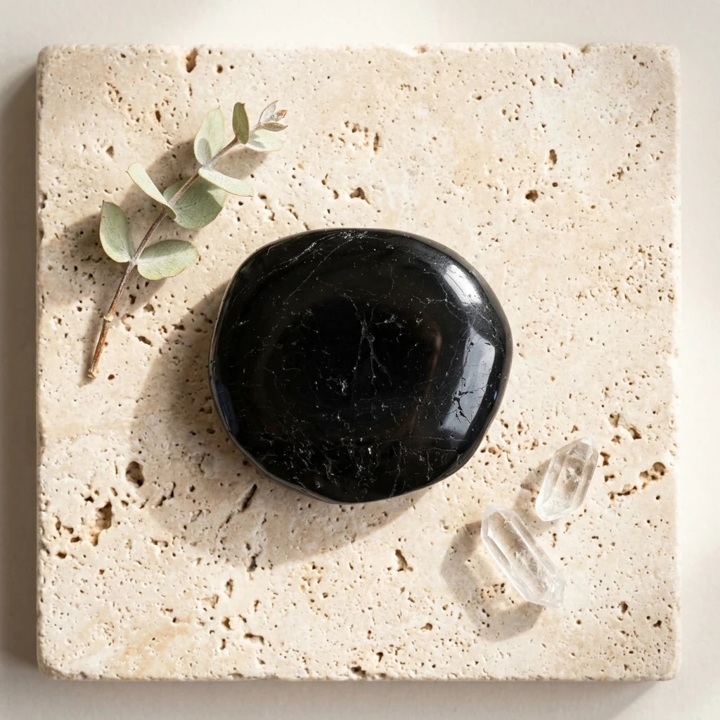 Tumbled Stone — Spiritual Wellness Flat Lay | Generated by Modelize