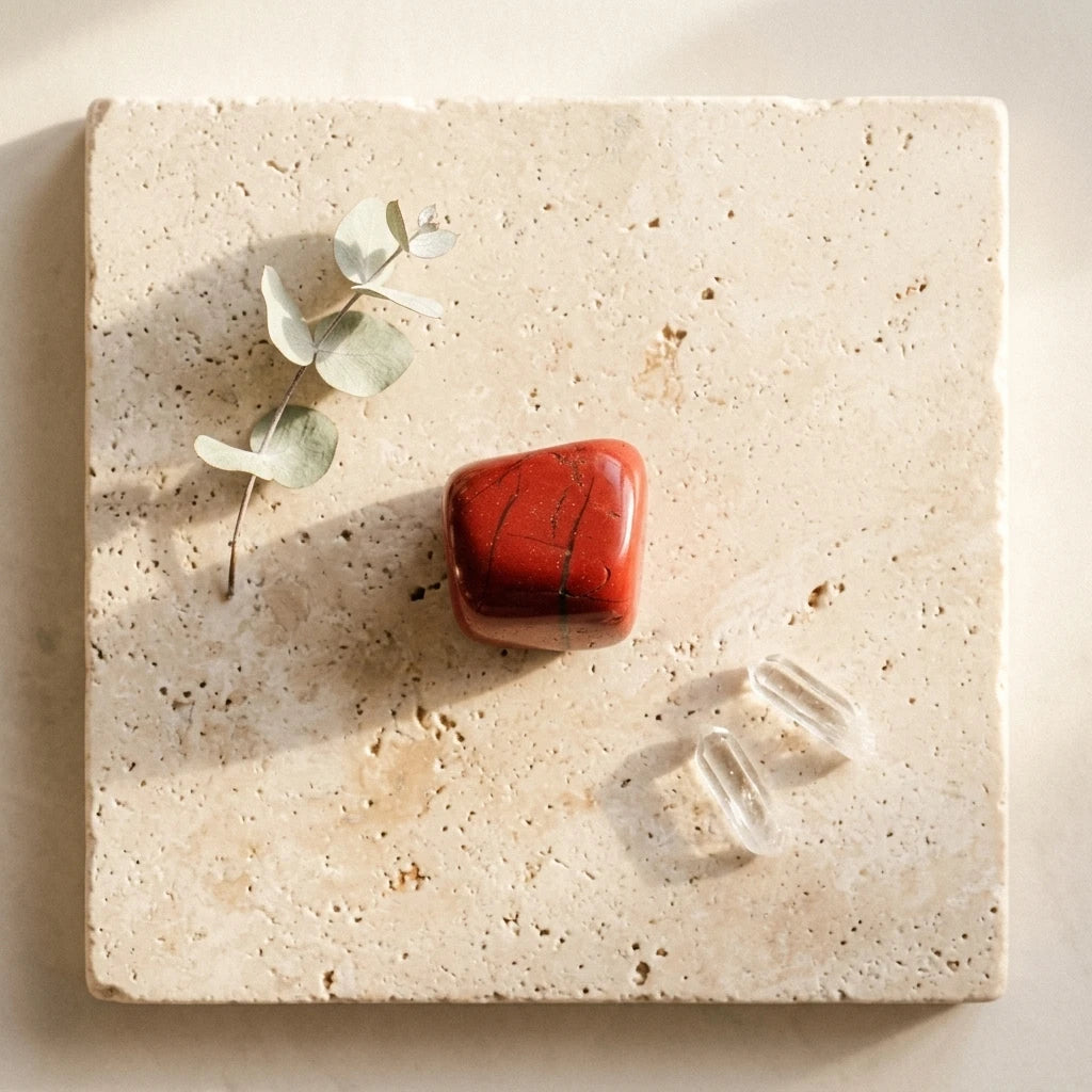 Tumbled gemstone — Spiritual Wellness Flat Lay | Generated by Modelize