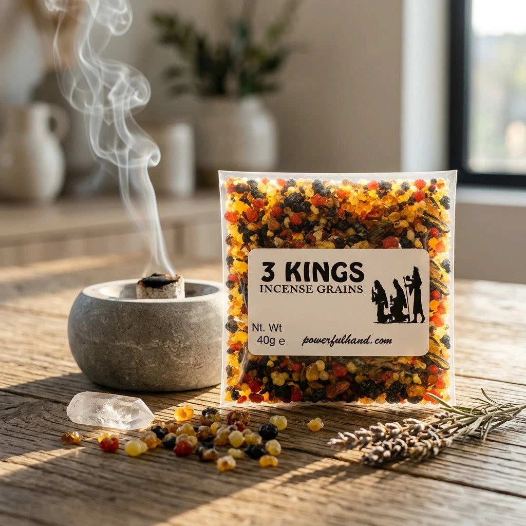 Incense resin grains in plastic packaging — Ritual Lifestyle Scene | Generated by Modelize