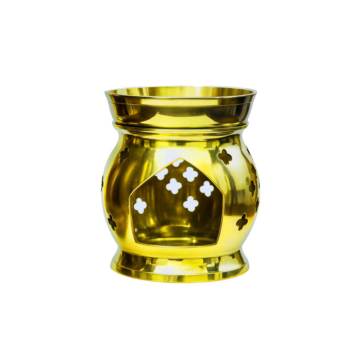 Brass Oil Burner with Decorative Cutouts