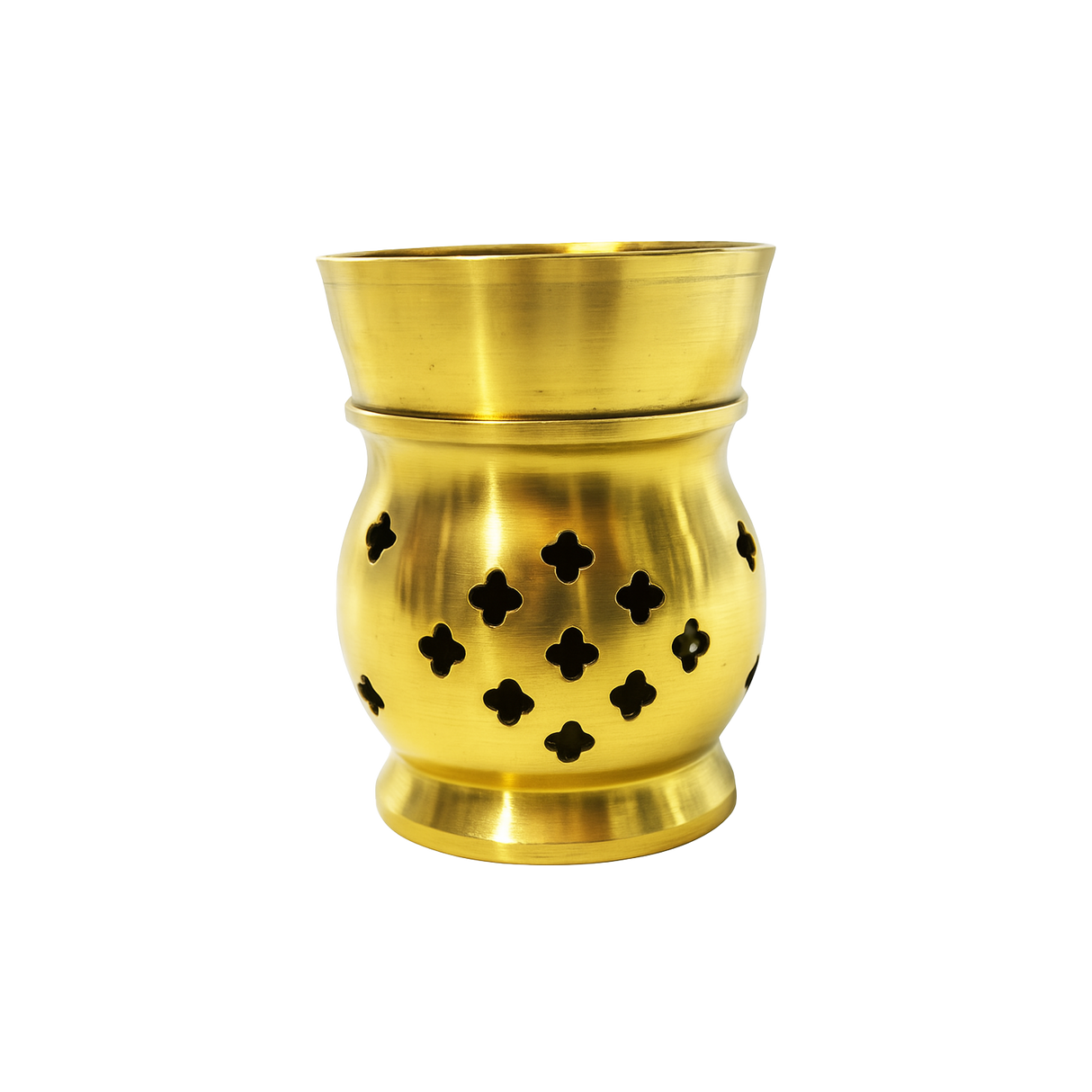 Brass Oil Burner with Decorative Cutouts