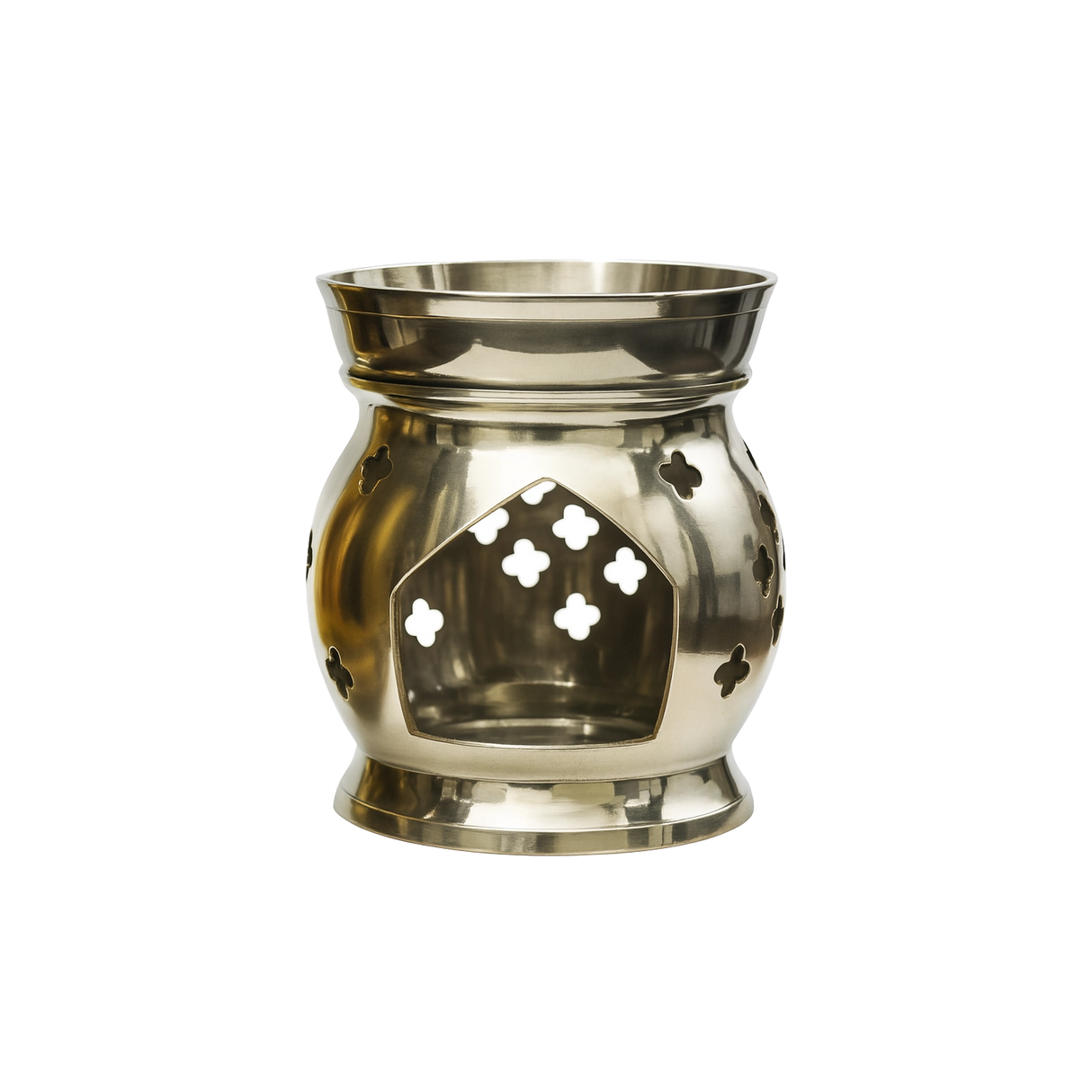 Brass Oil Burner with Decorative Cutouts