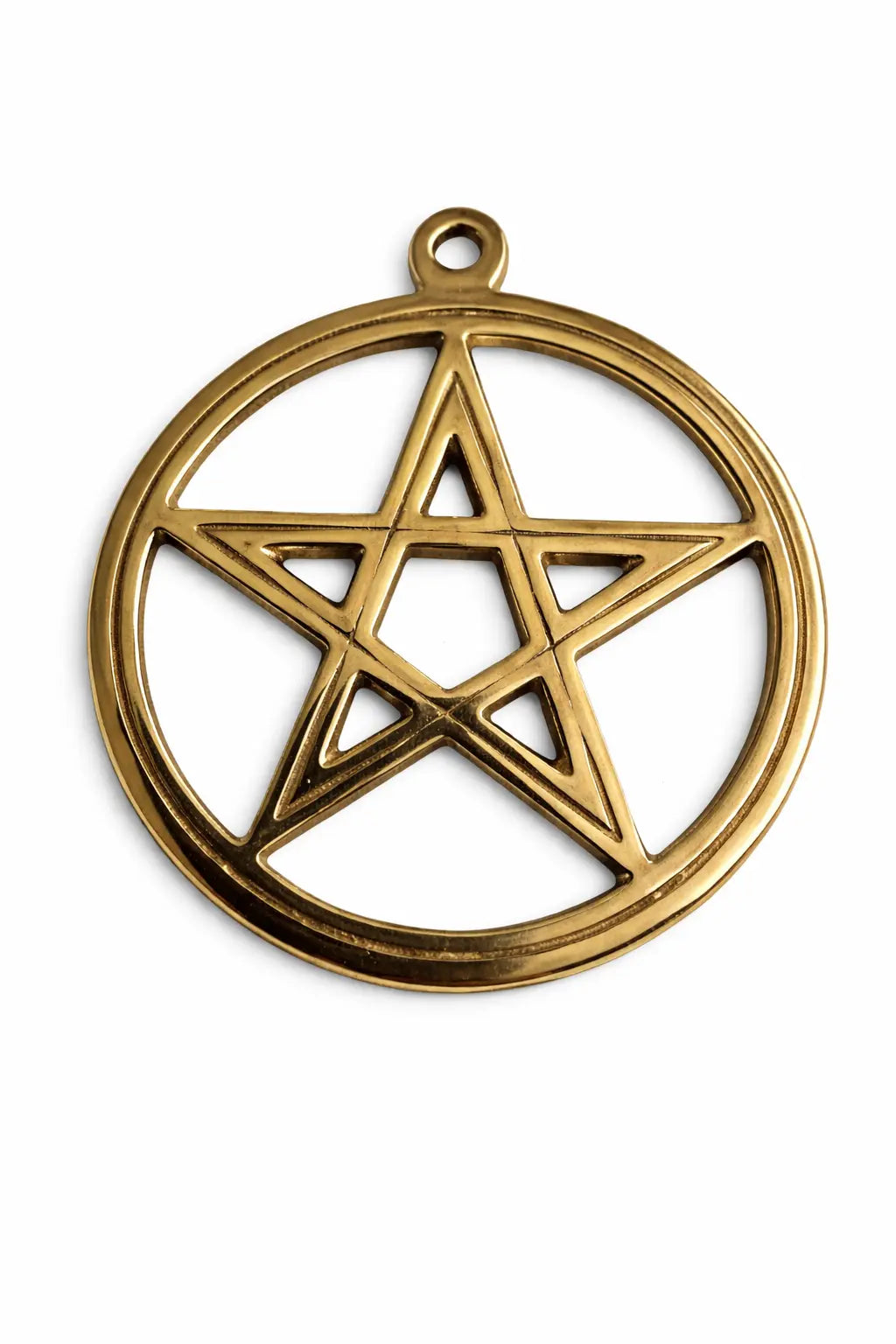 Small Brass Hanging Pentagram Powerfulhand.com