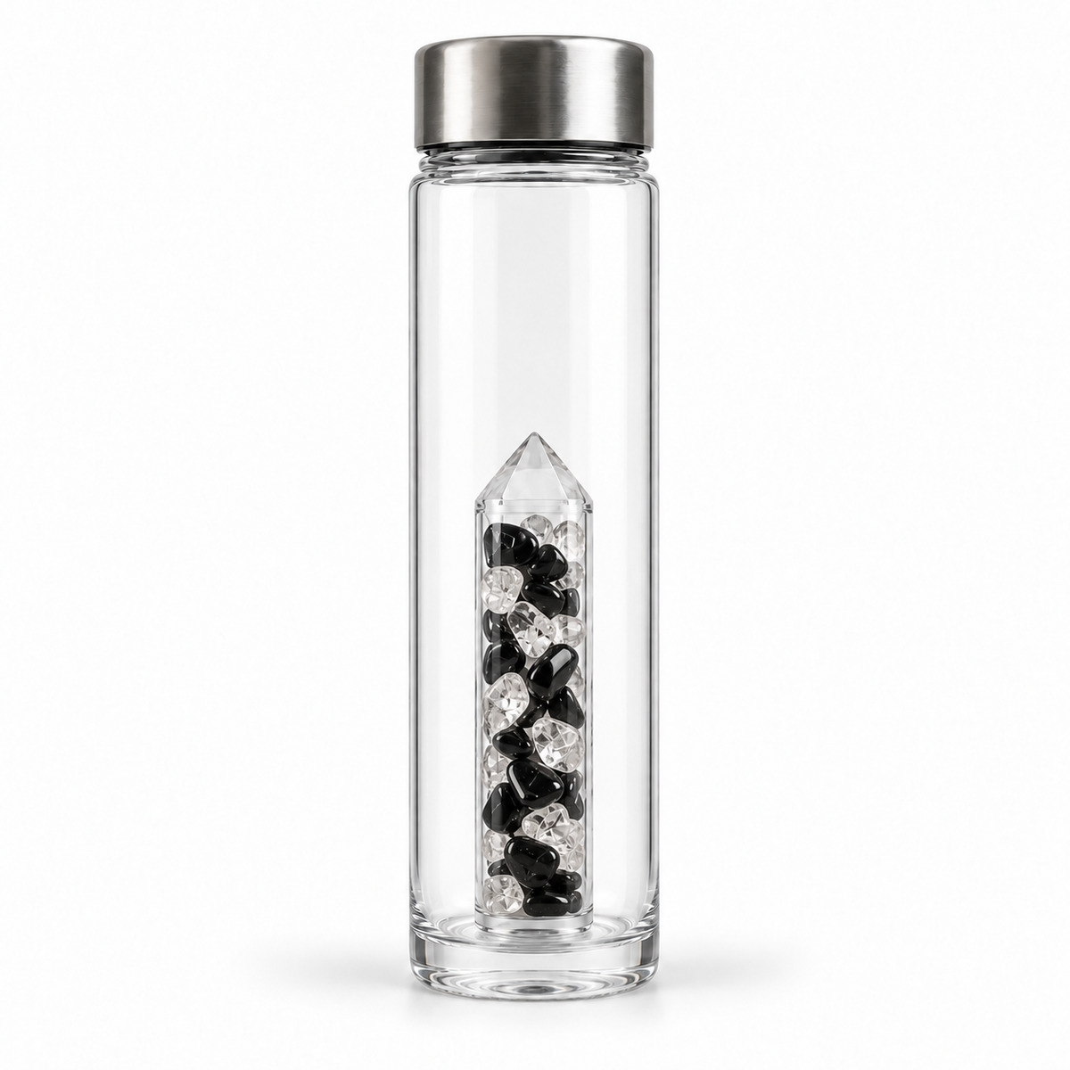 Power Liberty bottle with Obsidian and Rock Crystal