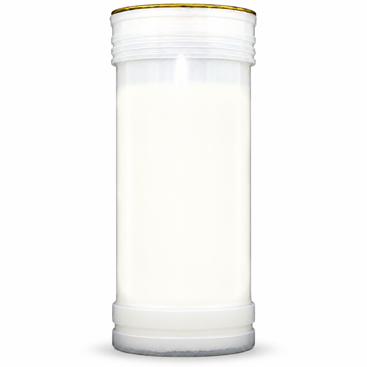 Plain white prayer pillar candle — single front view on a white studio background