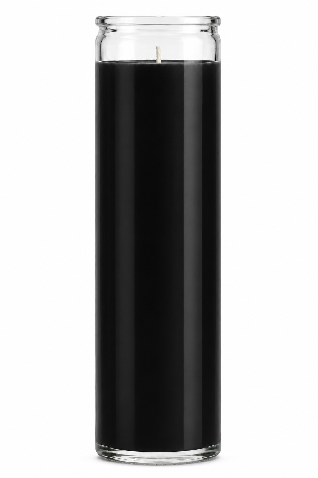 Black Plain Glass Candle — front view on a white studio background