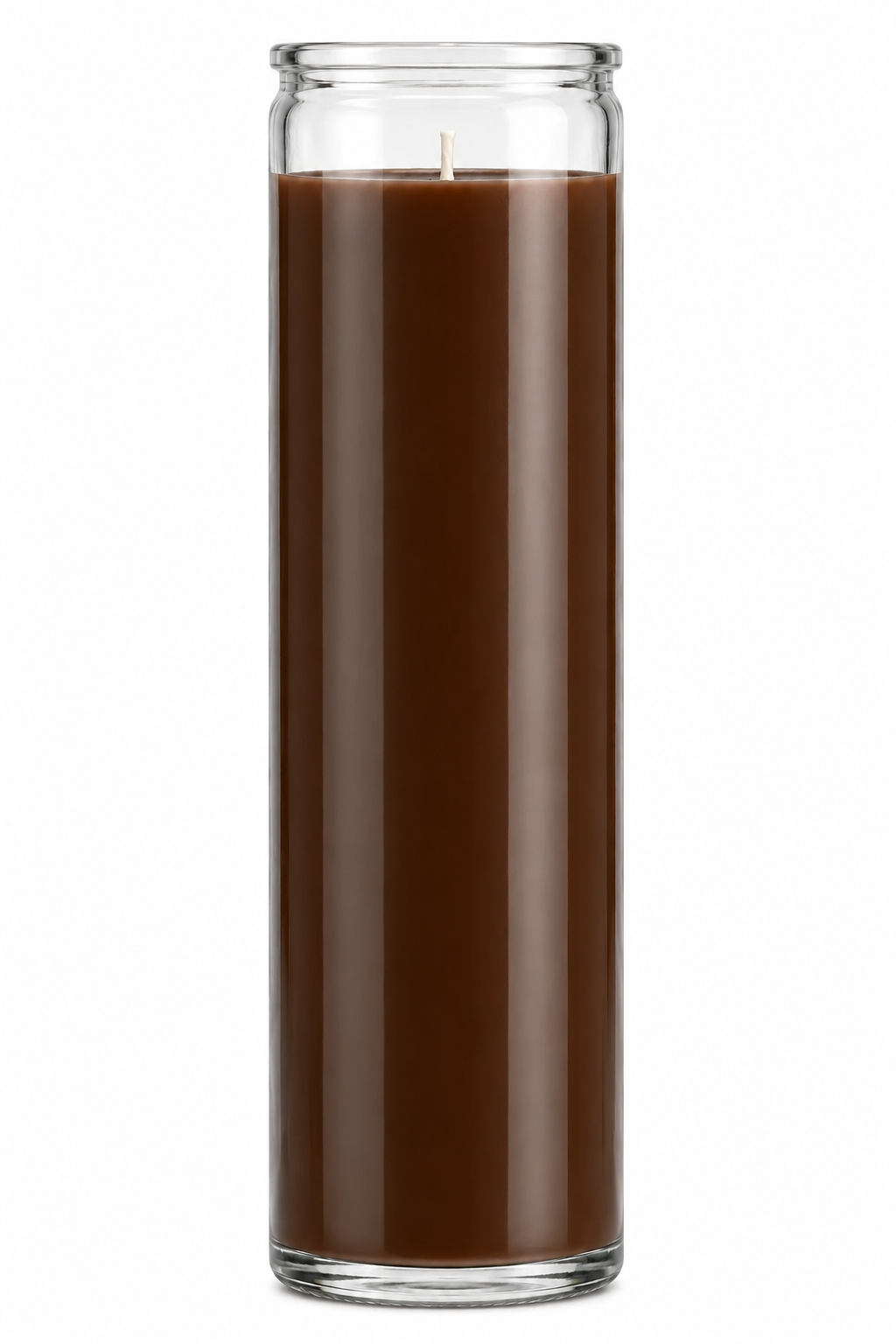 Brown Plain Glass Candle — front view on a white studio background