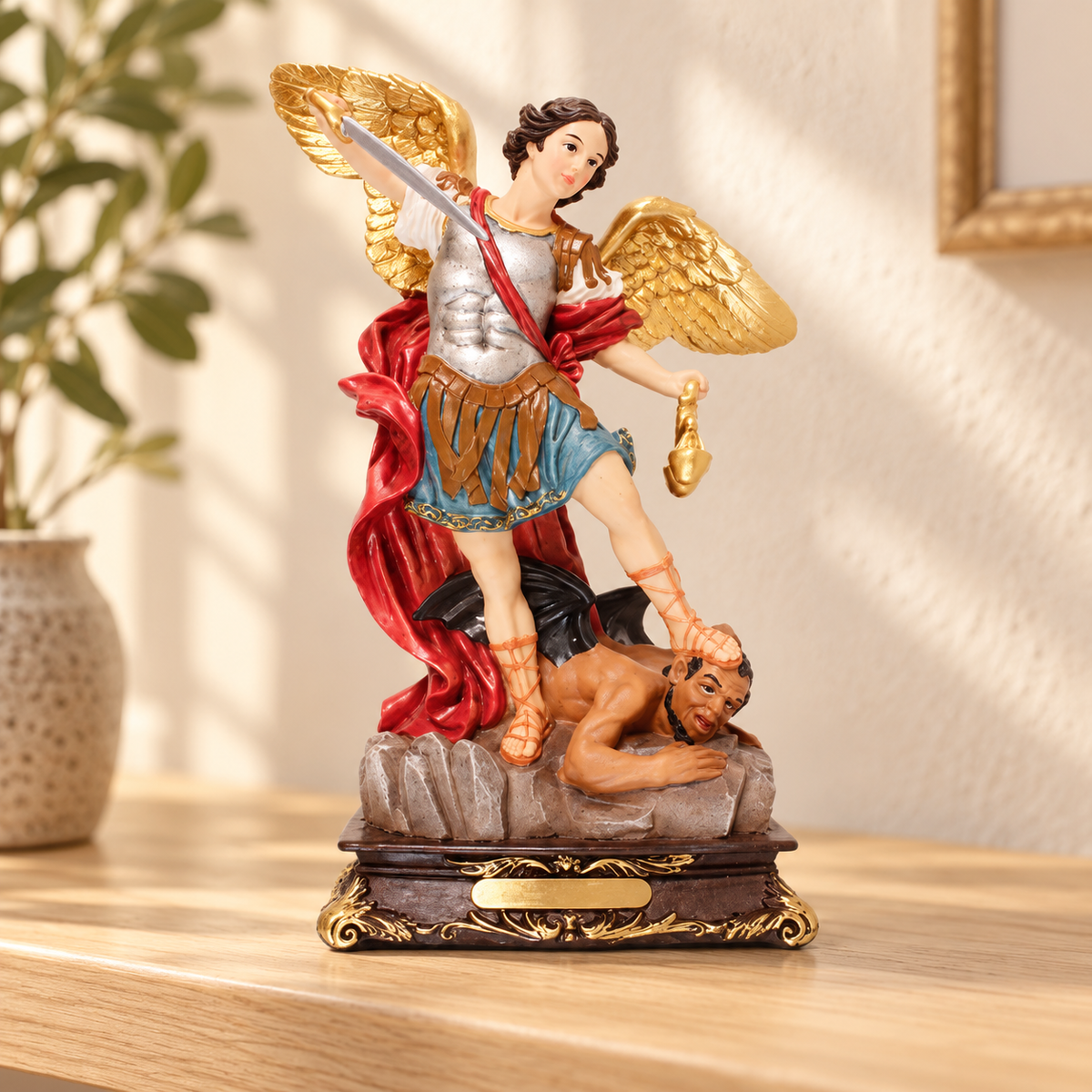 Saint Michael Florentine Resin Statue – 5 Inch — styled lifestyle photograph