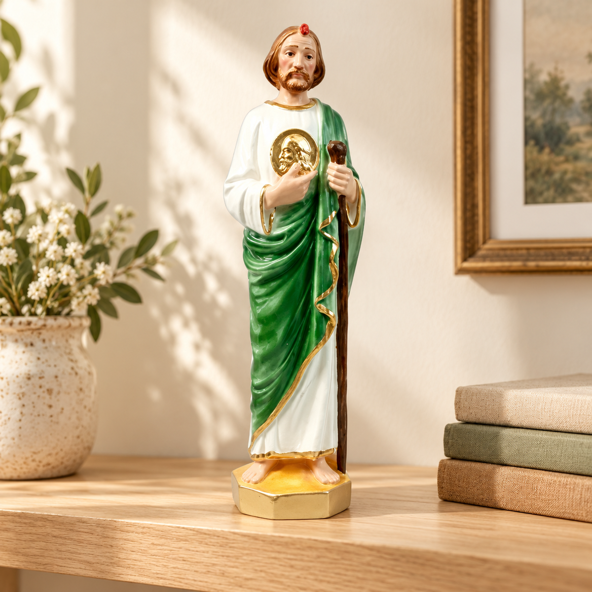 Large Saint Jude Statue — styled lifestyle photograph