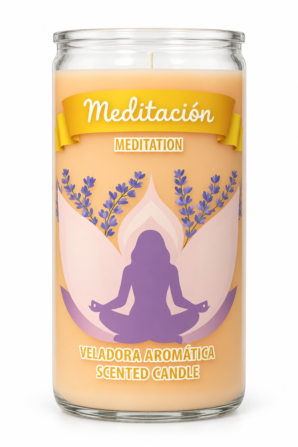 Meditation 14 Day Dressed Candle — front view on a white studio background