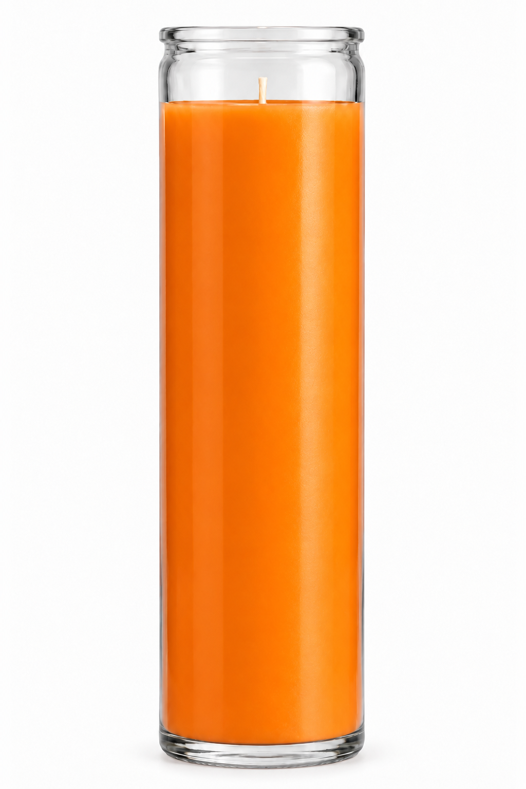 Orange Plain Glass Candle — front view on a white studio background