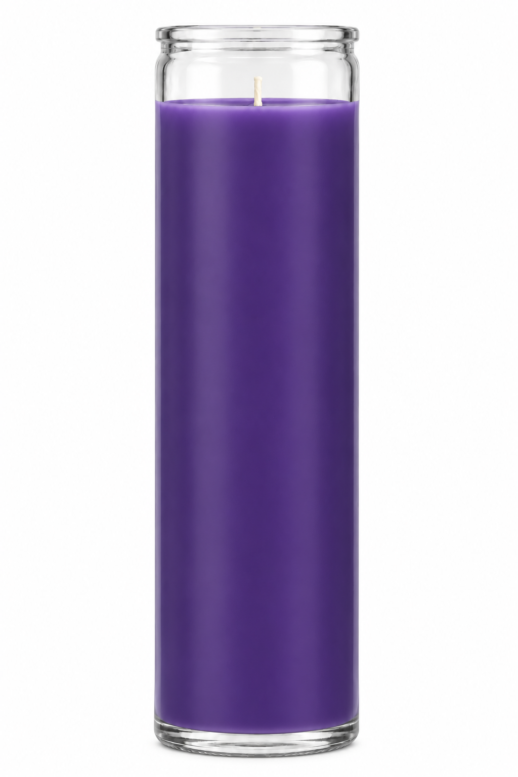 Purple Plain Glass Candle — front view on a white studio background