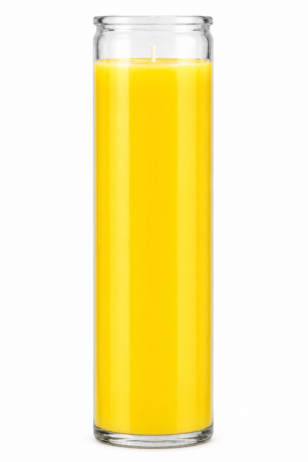 Yellow Plain Glass Candle — front view on a white studio background