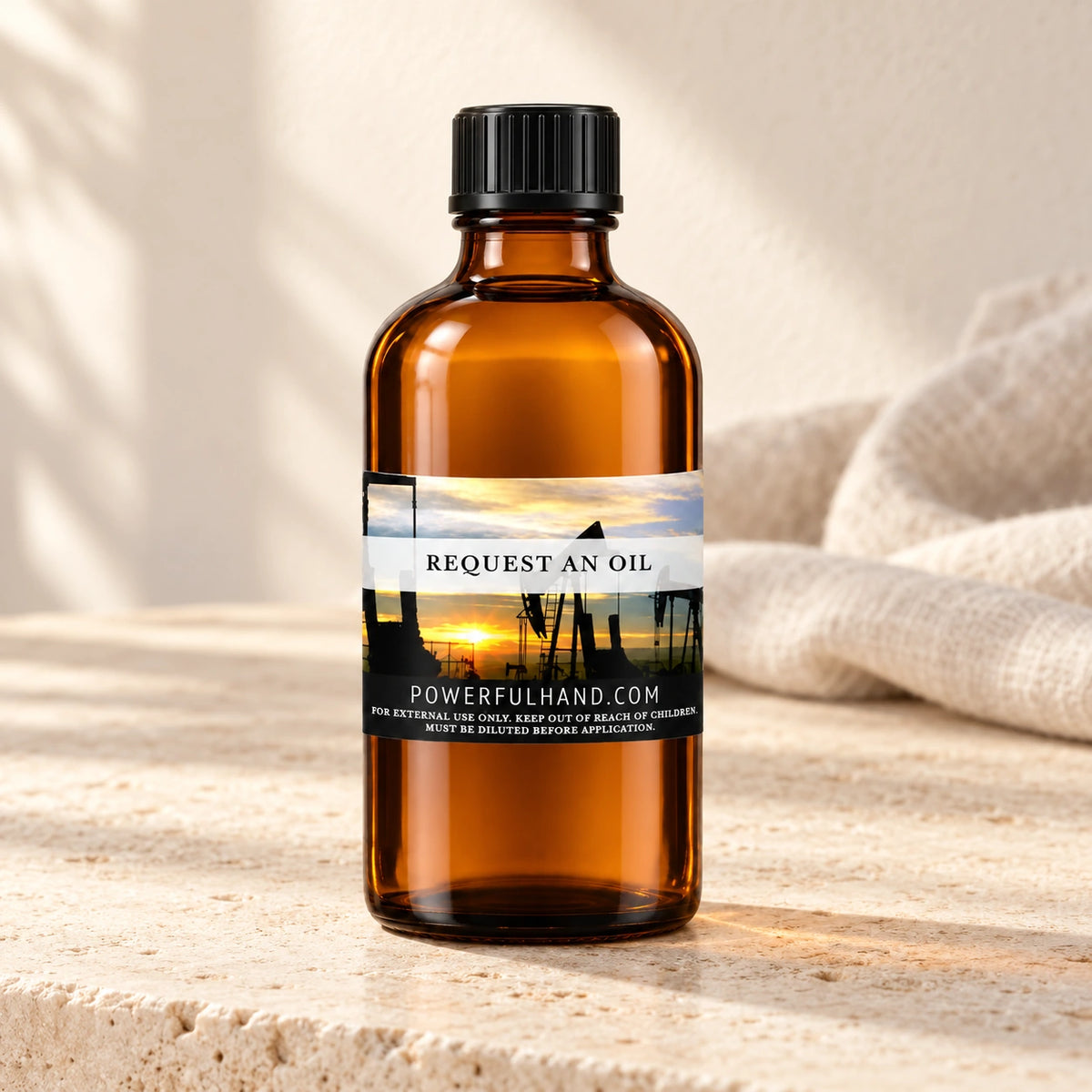 Request an Oil — lifestyle photo on a limestone surface