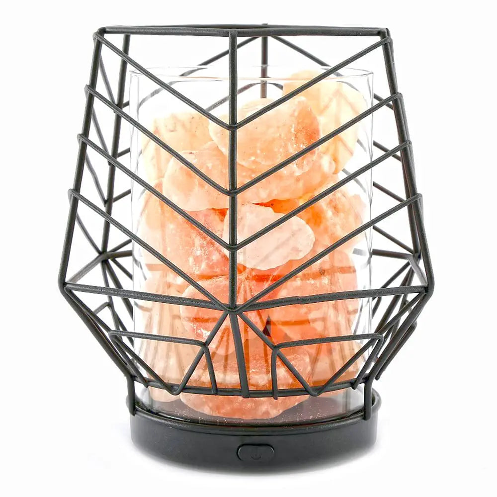 Black Wired LED Himalayan Salt Lamp Powerfulhand.com
