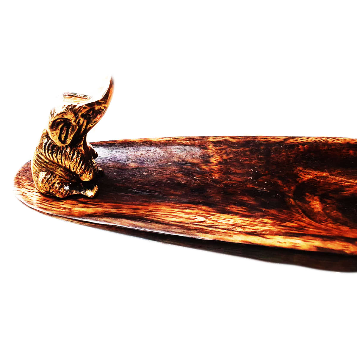 Wooden Brass Elephan Jumbo Ash Catcher (20")