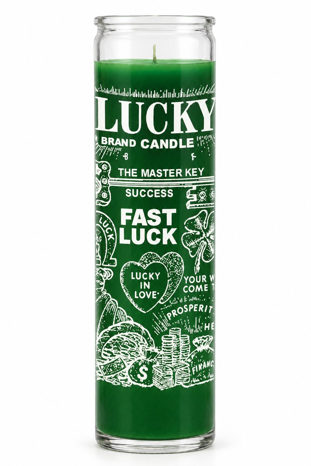Fast Luck 7-Day Candle – Hoodoo Spell Candle for Luck & Money — Green — white studio background