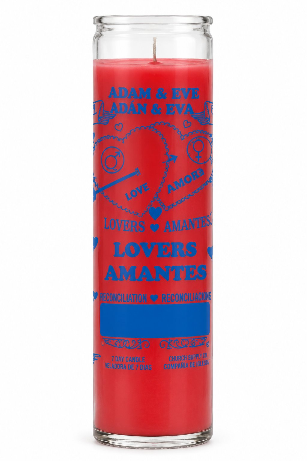Adam & Eve 7-Day Candle – Hoodoo Love & Reconciliation Spell Candle — white studio background