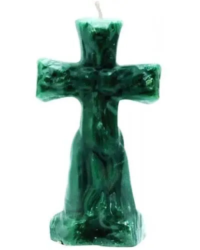 Green Crucifix Altar Ritual Image Candle Powerfulhand.com