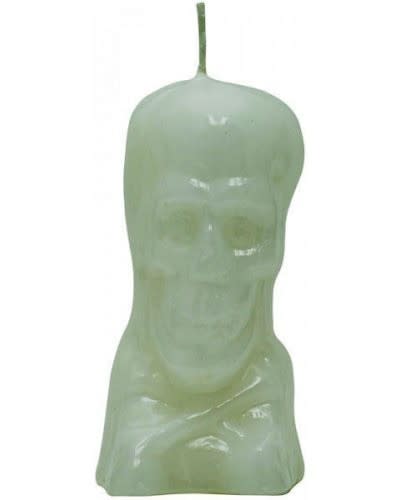 White Skull Image Candle