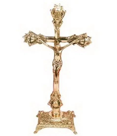 16" Brass Embossed Cross Powerfulhand.com