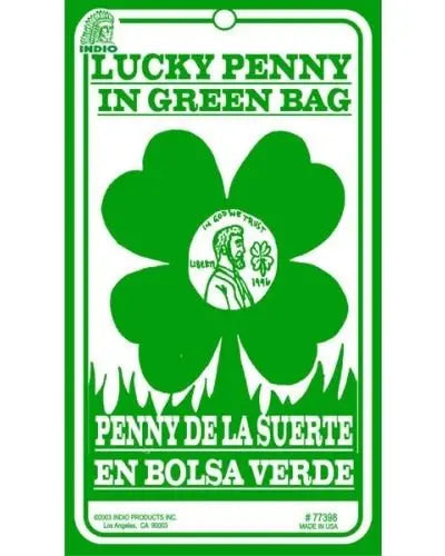 Lucky Penny In Green Bag Powerfulhand.com