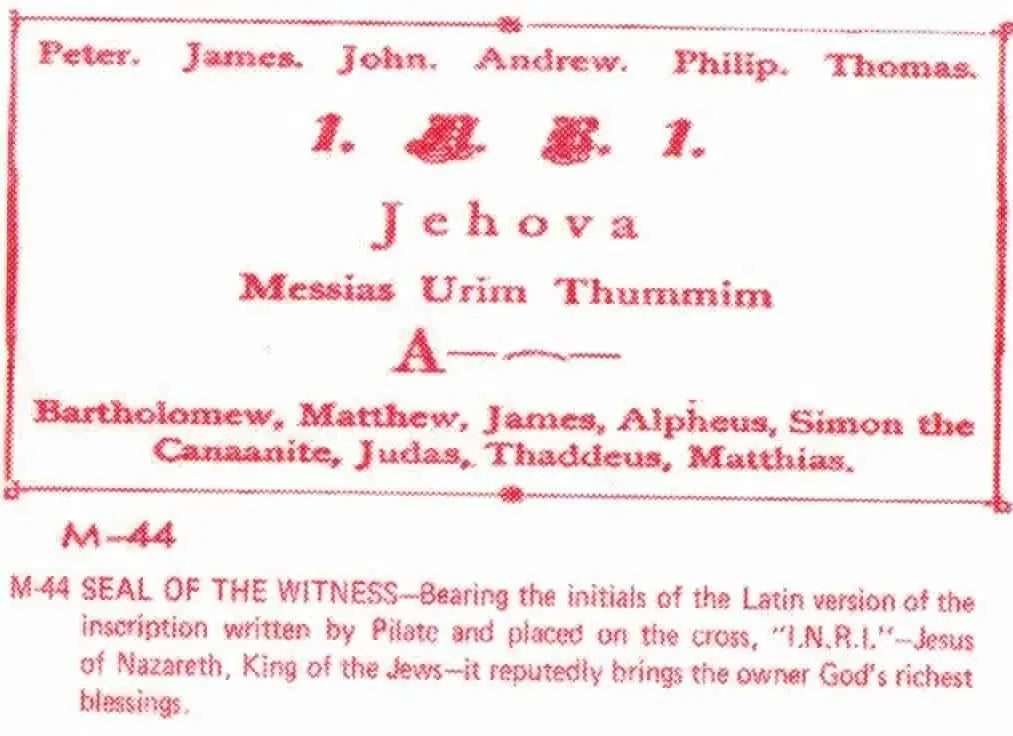 M-44 Seal Of The Witnesses Powerfulhand.com