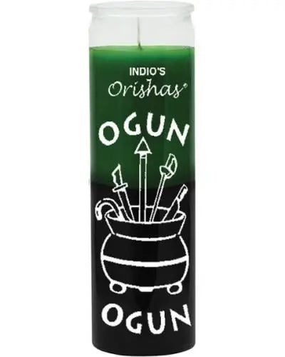 Ogun Green & Black Orisha Candle Powerfulhand.com