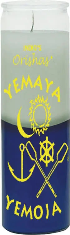 Yemaya White & Blue Orisha Candle Powerfulhand.com
