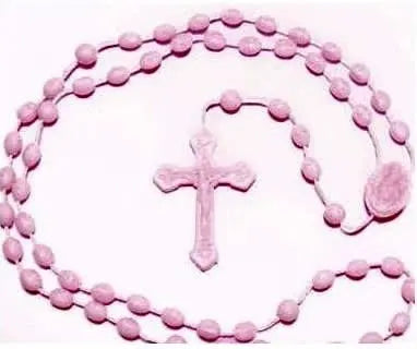 Pink Plastic Rosary Beads Powerfulhand.com