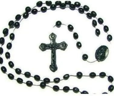 Black Plastic Rosary Beads Powerfulhand.com