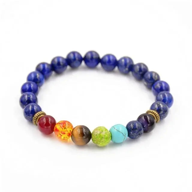 Lapis Lazuli & 7 Chakra Bracelet Powerfulhand.com
