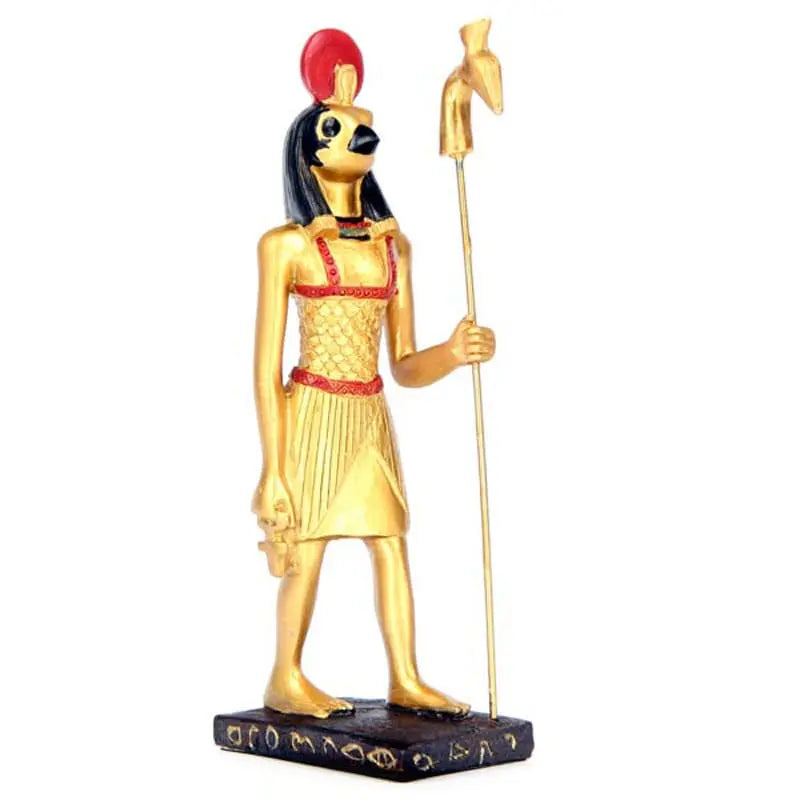 Golden Horus Holding Ankh with Staff Powerfulhand.com