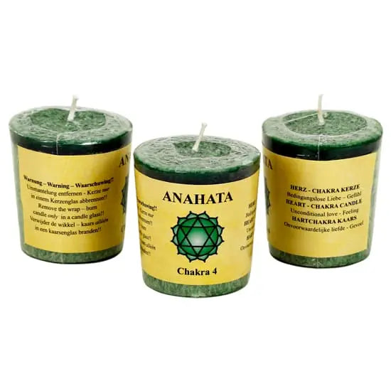 Chakra 4 Votive Candle Powerfulhand.com