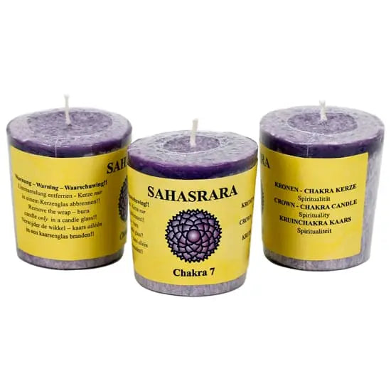 Chakra 7 Votive Candle Powerfulhand.com
