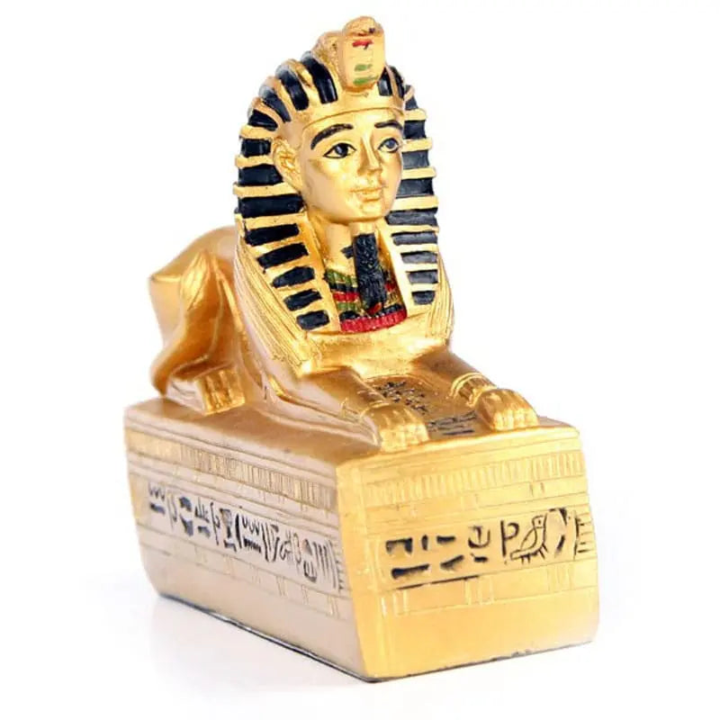Golden Egyptian Sphinx on Hieroglyphic Base Powerfulhand.com
