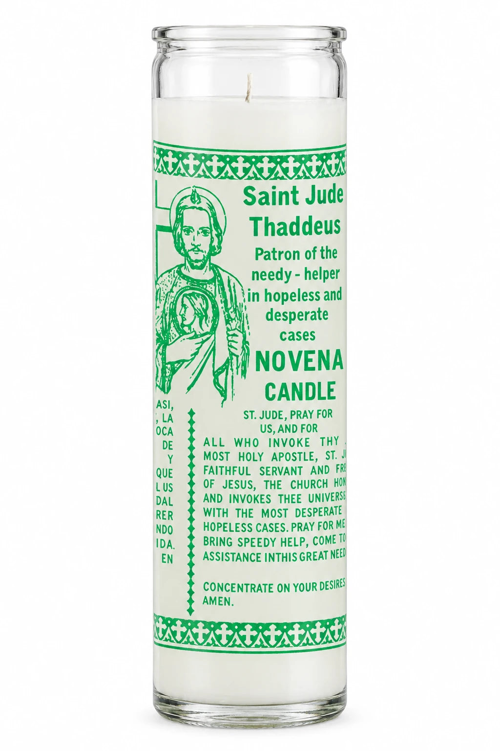 Saint Jude Candle — White — white studio background