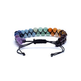 Chakra Healing Bracelet – Double Row Adjustable Gemstones (6mm)
