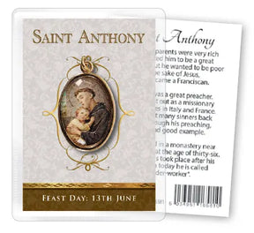 Saint Anthony Leaflet with Gilt Medal (Gold Foil) PowerfulHand