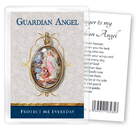Guardian Angel Leaflet with Gilt Medal (Gold Foil)
